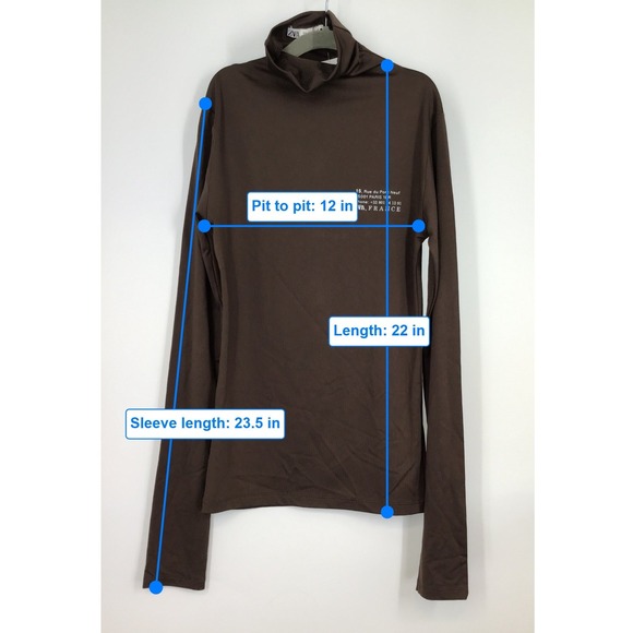 Zara Brown Mock Neck Long Sleeve Stretch Top with Paris Zara France Print Size 4 - Picture 5 of 8